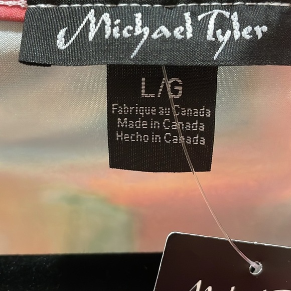 Michael Tyler 3/4 Sleeve Top Blouse V-neck Casual Abstract Women’s Tunic Size L - Picture 5 of 11